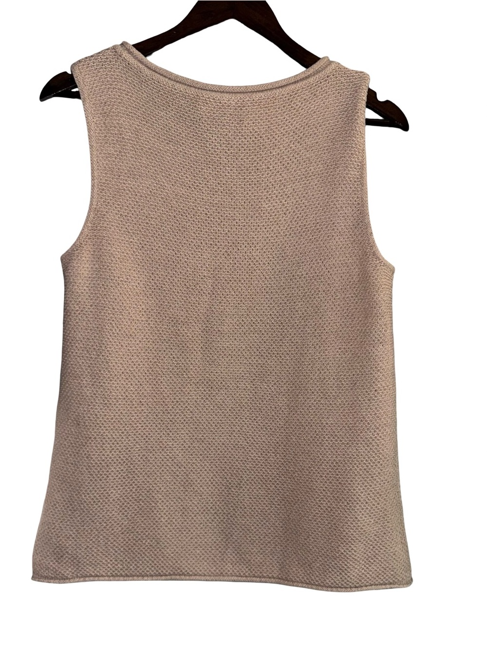 Lauren Ralph Lauren Beige Open Knit Sleeveless Sweater Tank Coastal Quiet Luxury - Picture 4 of 5